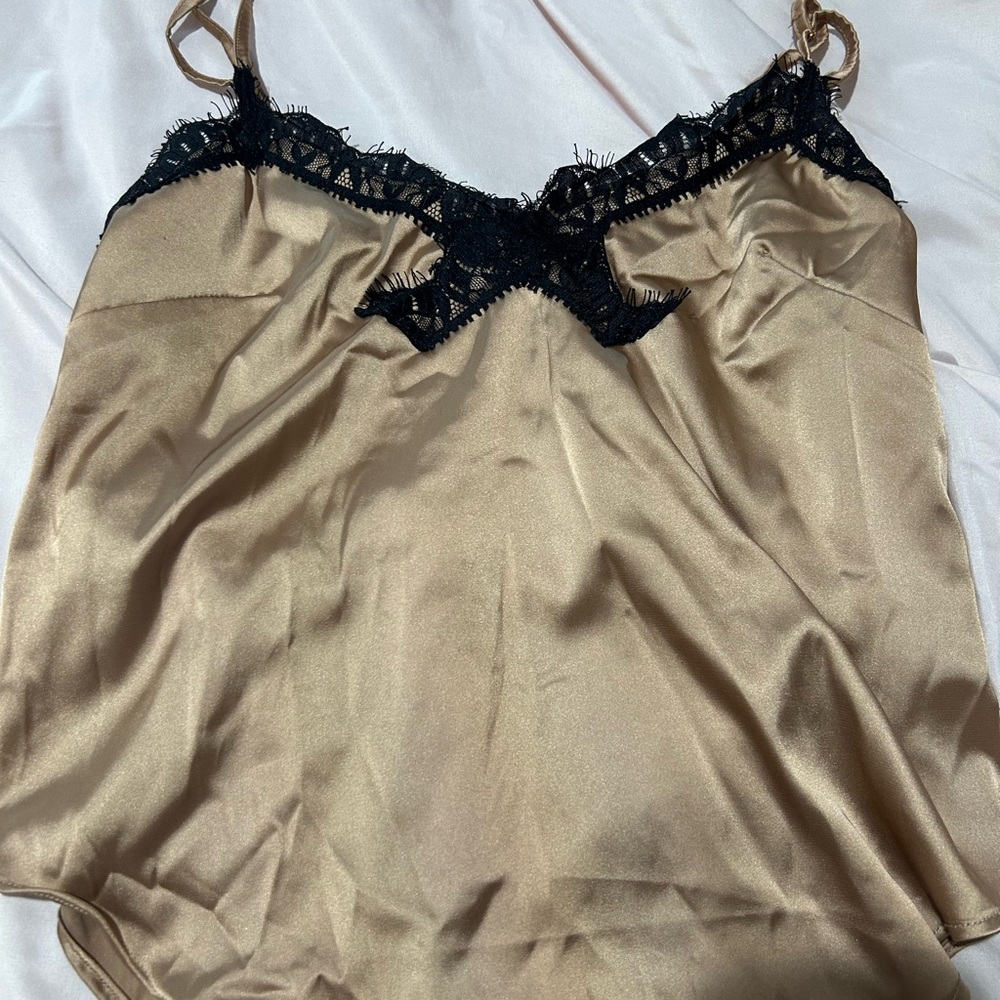 Heartloom Black Lace Trim Tan Chemise